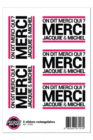 5 stickers J&M blanc logo rectangle