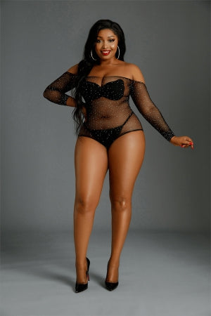 Body résille N°09 Queen Size - NOIR - GRANDE TAILLE - Moonlight
