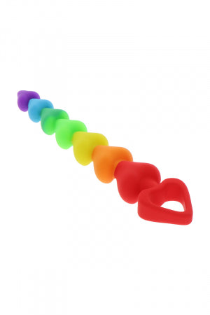 Stimulateur anal Rainbow Heart Beads - Toyjoy