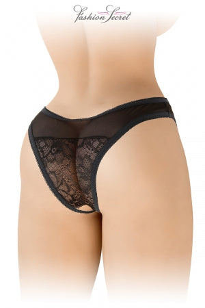 Tanga noir ouvert Ava - Fashion Secret