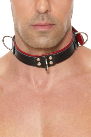 Collier Bondage Deluxe rouge et noir - Ouch!