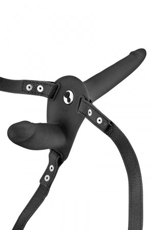 Double gode ceinture noir vibrant - Fetish Tentation