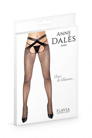 Collant résille ouvert noir Flavia - Anne d'Alès