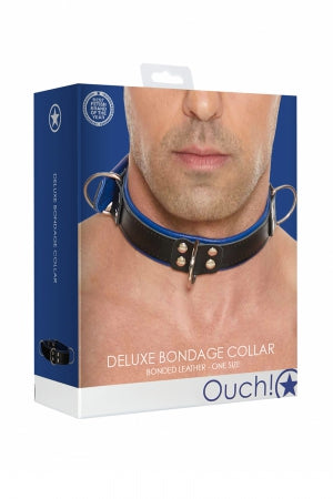 Collier Bondage Deluxe bleu et noir - Ouch!